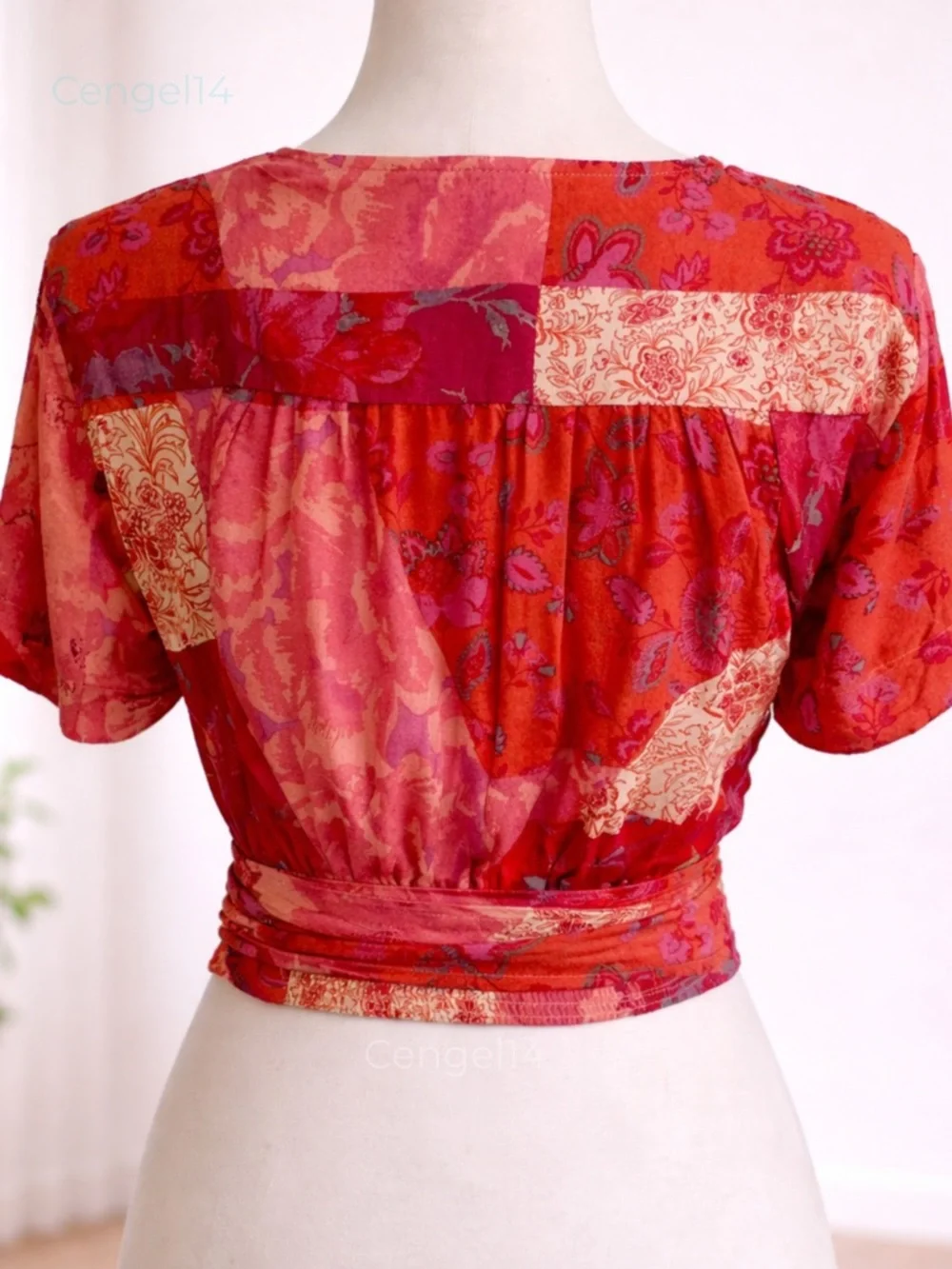 Free People Ashley Summer Wrap Crop Top Fun Combo Patchwork L NWT